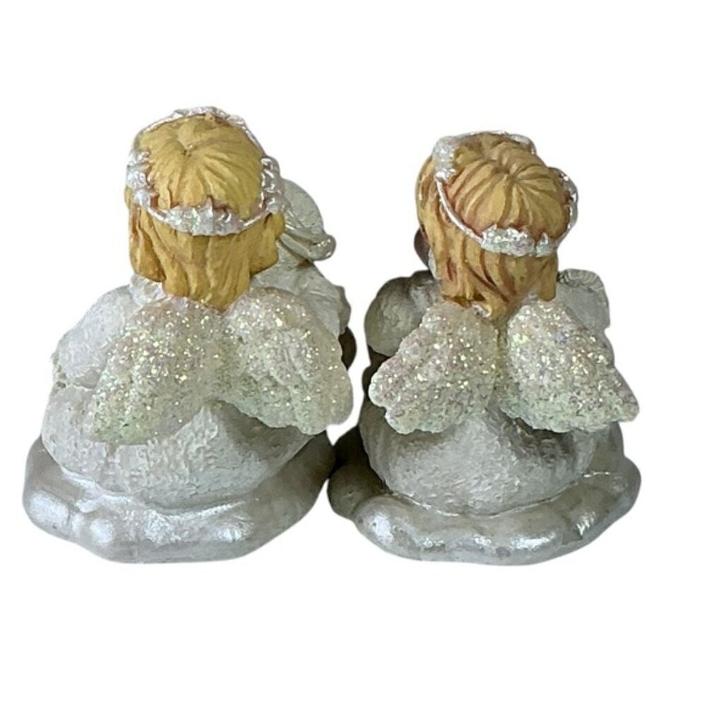 Vintage Snow Angel Figurines Christmas Collectible Snowman Pinquin Glitter Wings - Picture 7 of 16